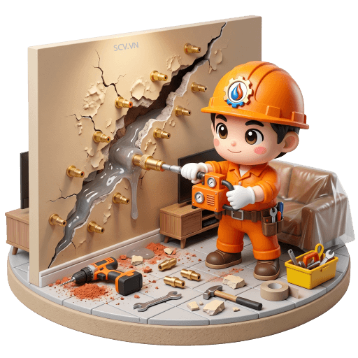 Bơm keo chống nứt tường