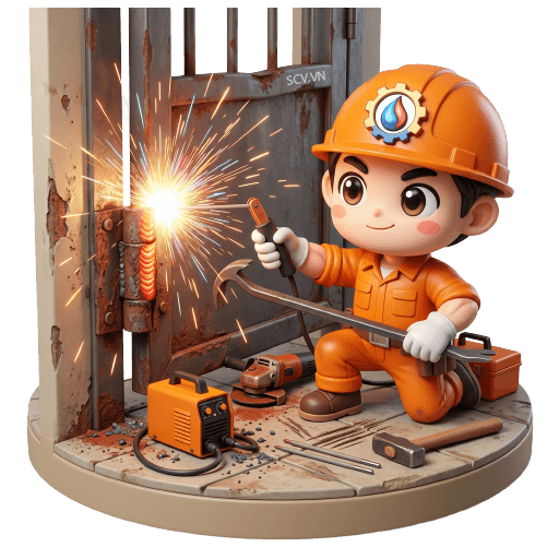 Hàn bản lề cửa sắt