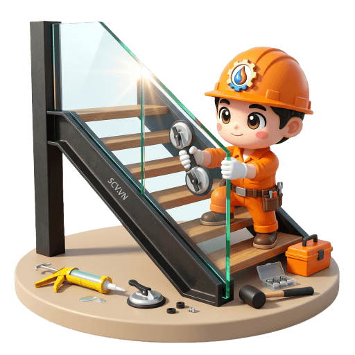 Làm cầu thang sắt kính cường lực