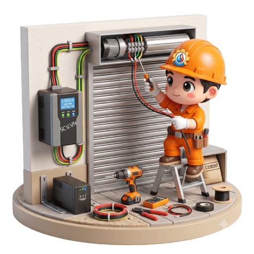 Lắp bộ lưu điện cửa cuốn