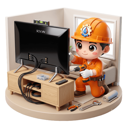 Lắp đặt tivi đặt trên kệ/chân đế