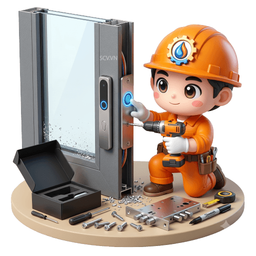 Lắp khóa vân tay cửa nhôm