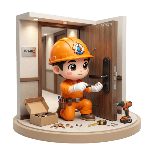 Lắp ổ khóa cửa gỗ tay gạt