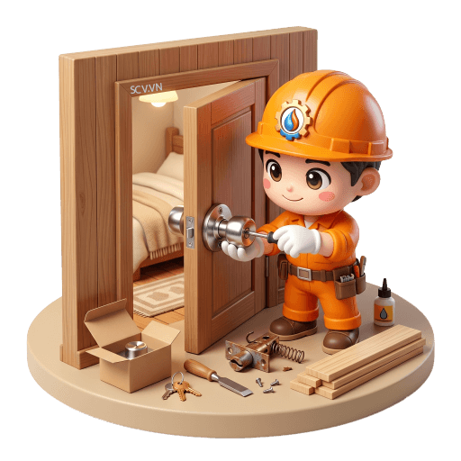 Lắp ổ khóa cửa gỗ tay nắm tròn