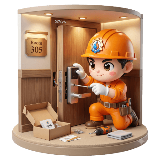 Lắp ổ khóa cửa gỗ thẻ từ