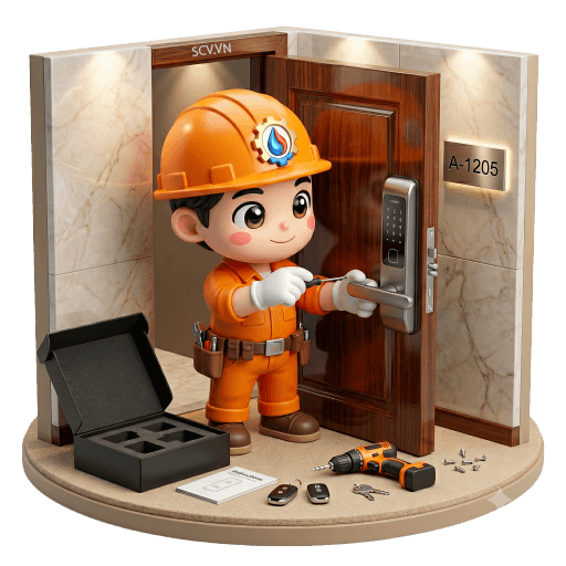 Lắp ổ khóa cửa gỗ thông minh