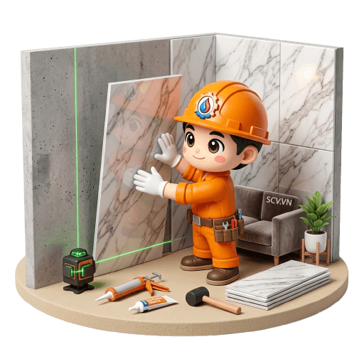 Lắp tấm nhựa vân đá