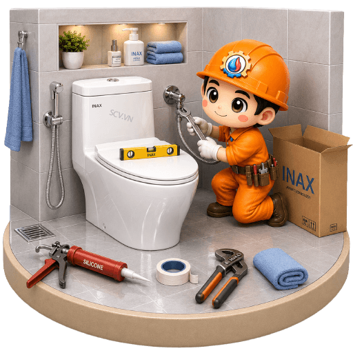Lắp thiết bị vệ sinh Inax