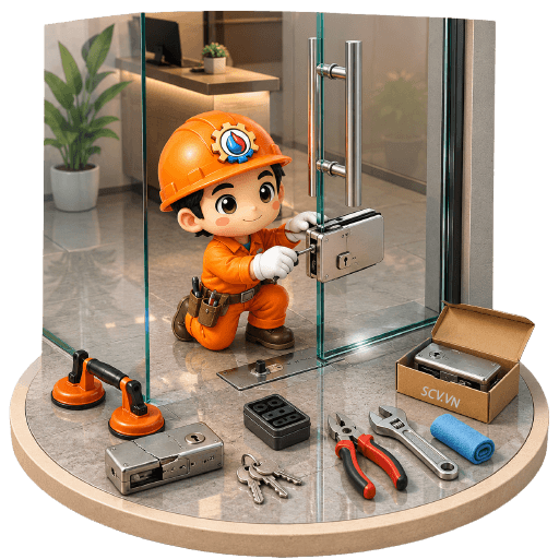 Thay ổ khóa cửa kính cường lực