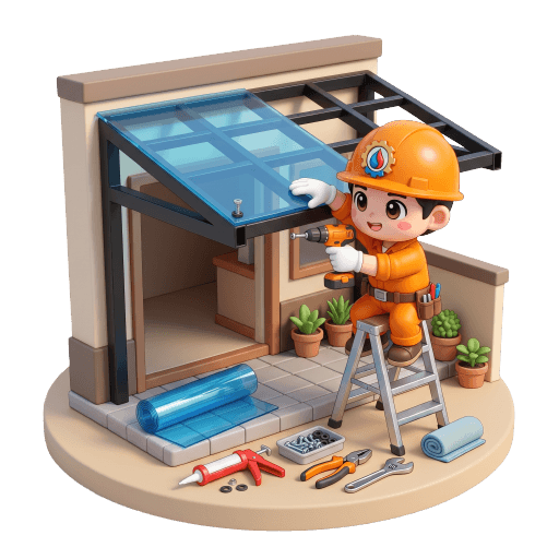 Thi công mái che cố định