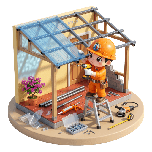 Thi công mái che nhựa Poly