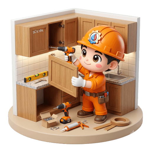 Thi Công Tủ Bếp Giả Gỗ
