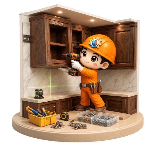 Thi Công Tủ Bếp Gỗ Tự Nhiên