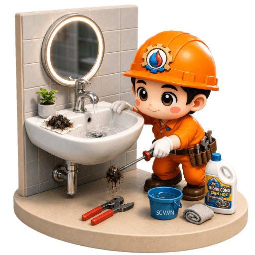 Thông tắc bồn rửa mặt
